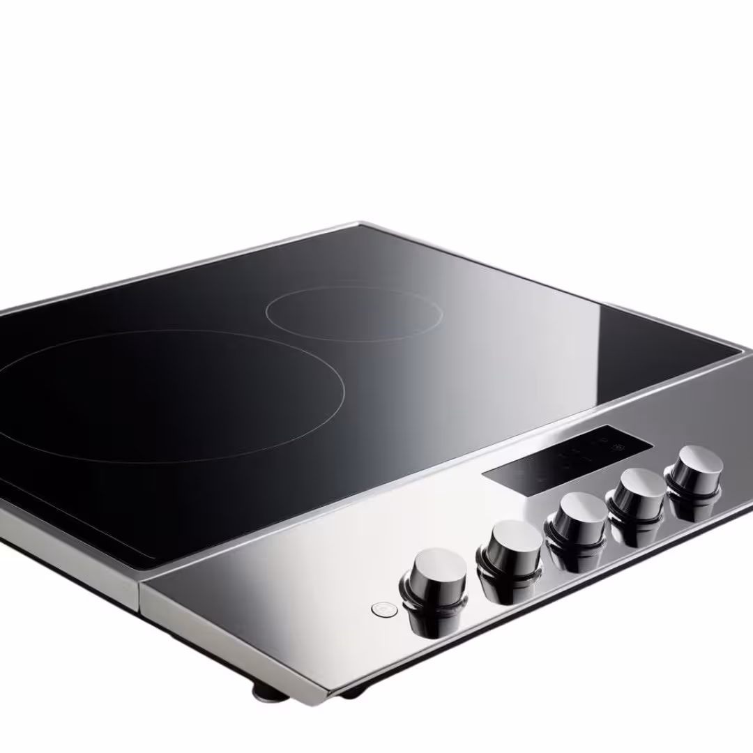 Smooth-top electric cooktop with control panel exposed for diagnostic