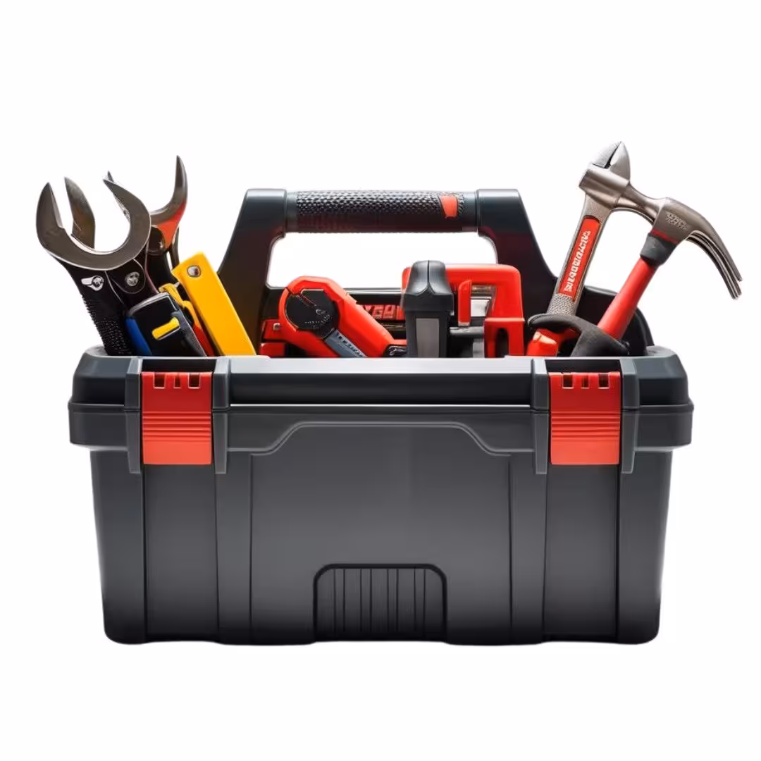 Tool belt and hand tools laid out for general home handyman work