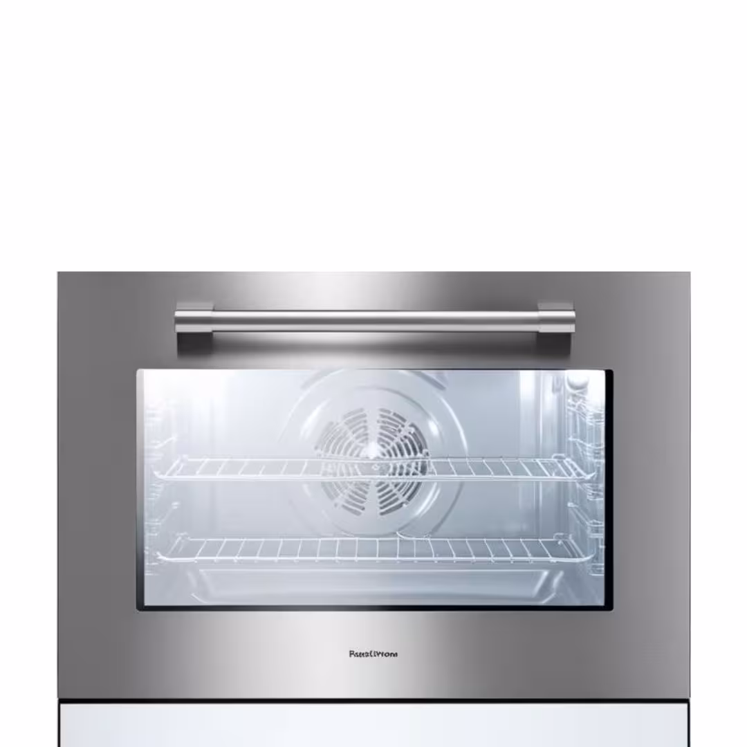 Wall-mounted electric oven with door open showing heating element during repair